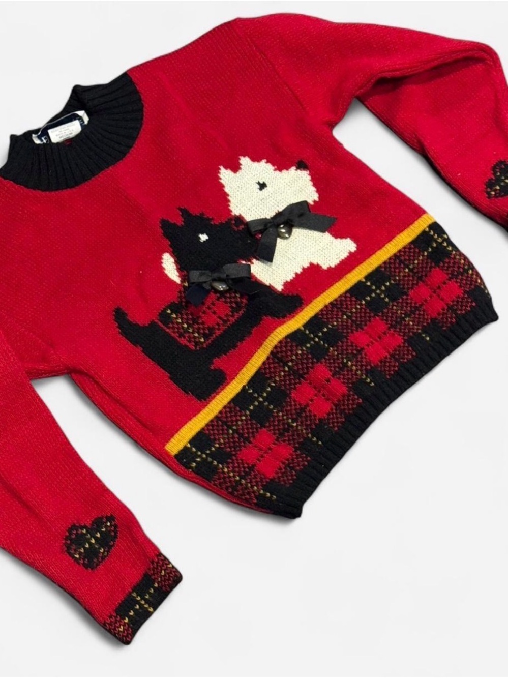 Vintage Heartworks Scottie Dog Christmas Sweater • Kids 5/6 • Made in USA - Picture 2 of 4